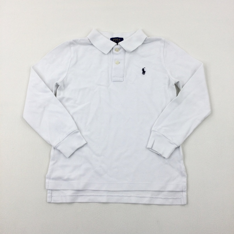 Ralph Lauren Motif White Long Sleeve Polo Shirt - Boys 4-5 Years