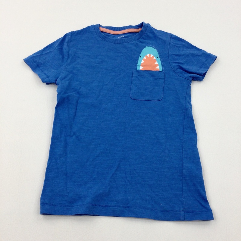 Shark Appliqued Blue T-Shirt - Boys 5-6 Years
