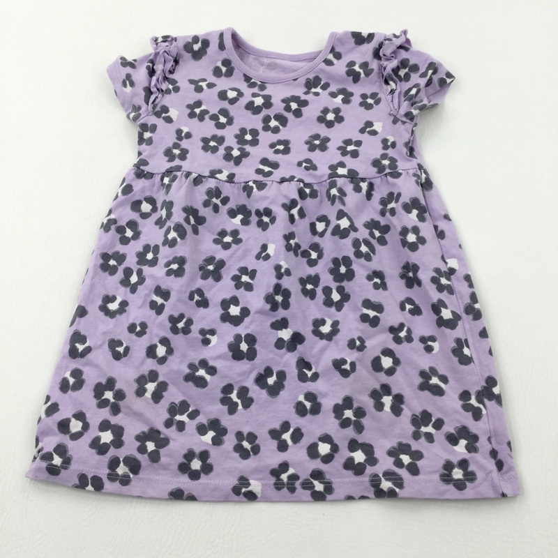 Animal Print Lilac Cotton Jersey Dress - Girls 18-24 Months