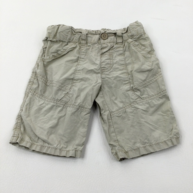 Beige Cotton Shorts With Adjustable Waist - Boys 2-3 Years