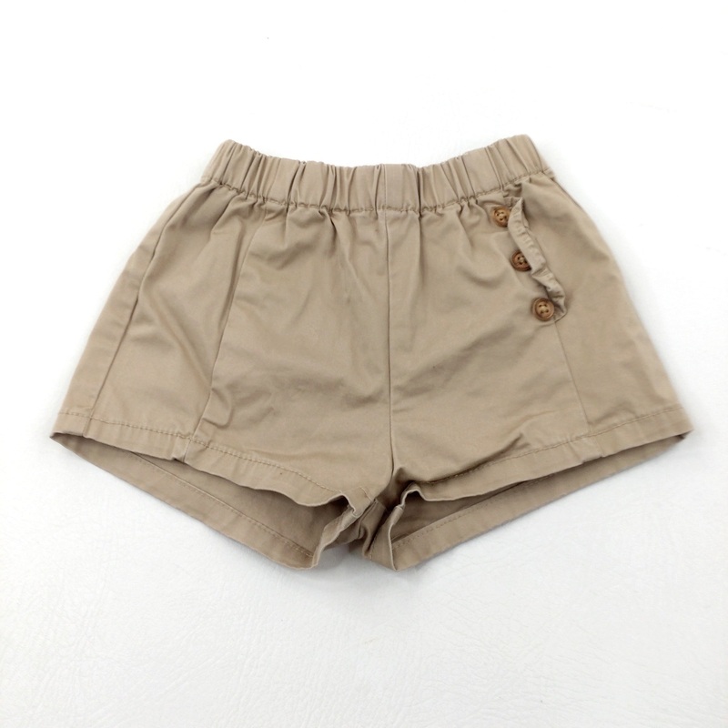 Beige Lightweight Shorts With Button Detail - Girls 2-3 Years