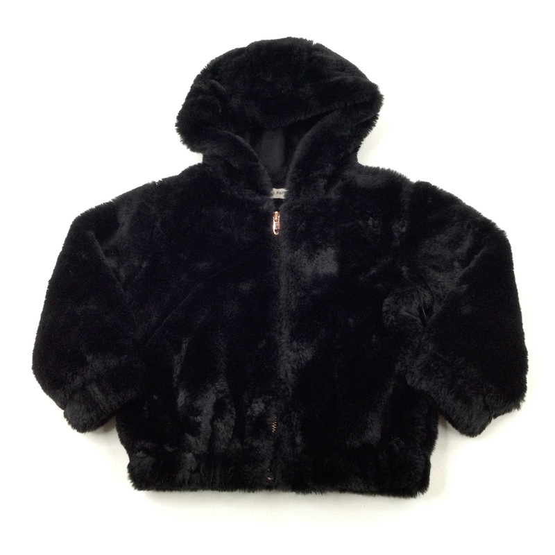 Black Supersoft Faux Fur Jacket With Hood - Girls 2-3 Years
