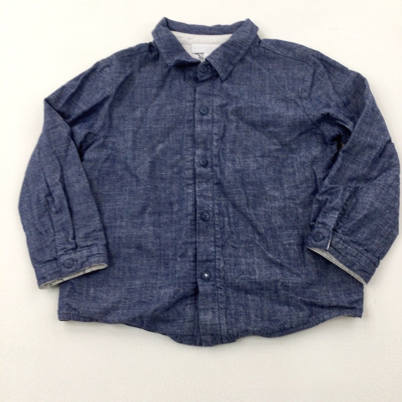 Denim Effect Cotton Long Sleeve Shirt/Lightweight Shacket With Jersey Lining - Boys 2-3 Years