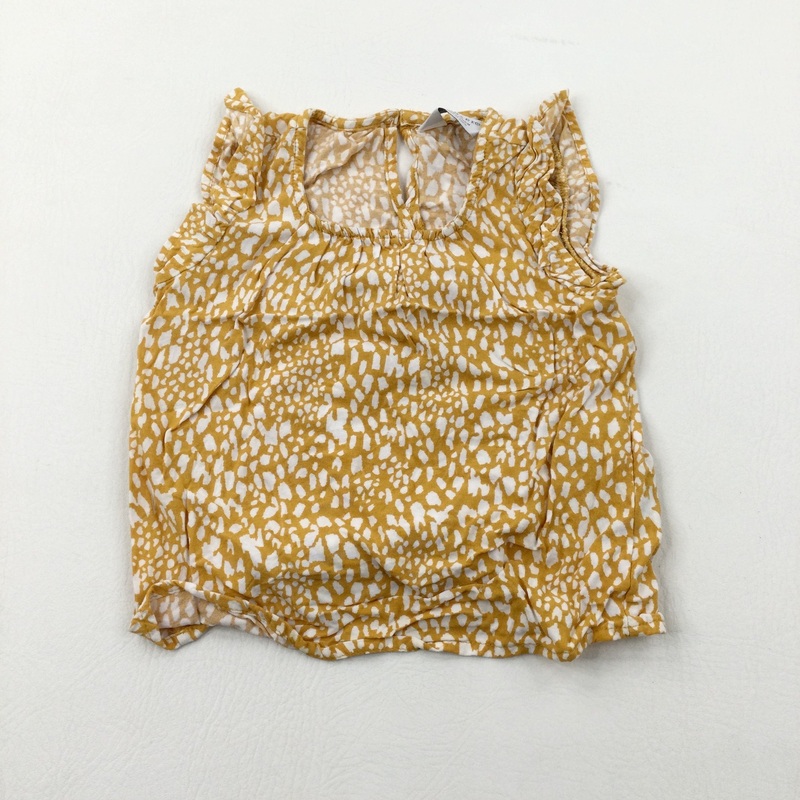 Mustard & White Patterned Short Sleeve Blouse - Girls 2-3 Years