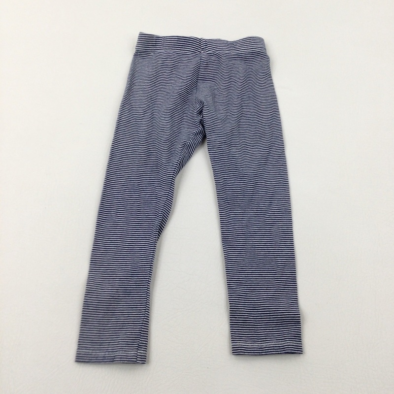 Navy & White Striped Leggings - Girls 2-3 Years