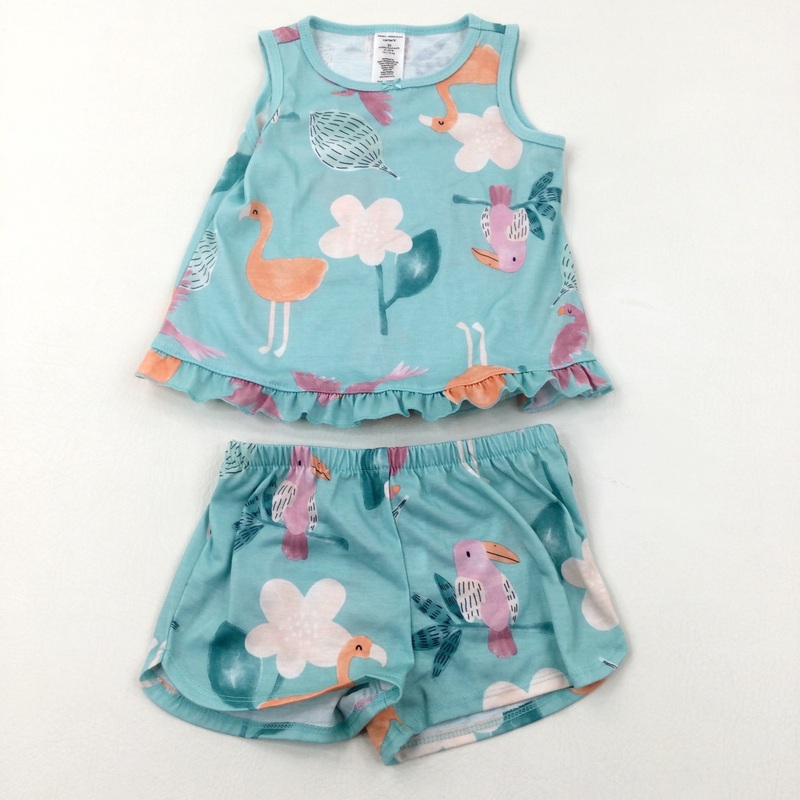 **NEW** Flowers & Birds Pale Blue Vest Top & Matching Shorts - Girls 2-3 Years