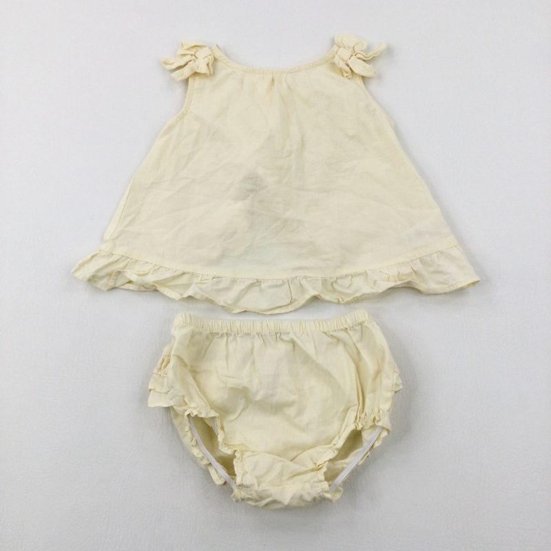 Pale Yellow Vest  Top & Nappy Pants Set - Girls 12-18 Months
