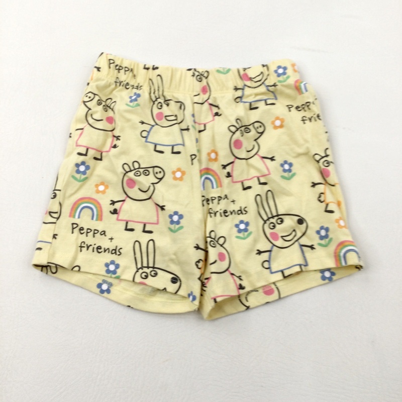 'Peppa & Friends' Peppa Pig Yellow Cotton Jersey Shorts- Girls 2-3 Years