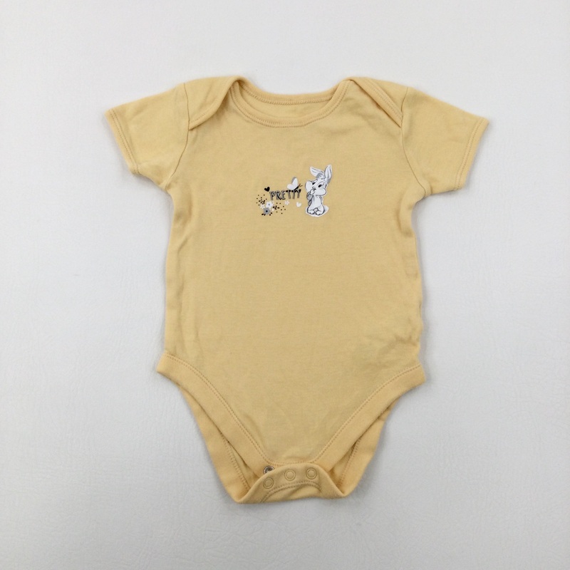 'Pretty' Bunny Yellow Bodysuit - Girls 12-18 Months