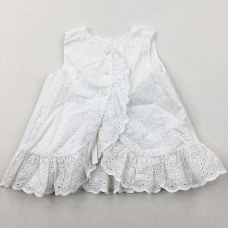 White Broderie Anglaise Wrap Around Tunic Blouse - Girls 2-3 Years