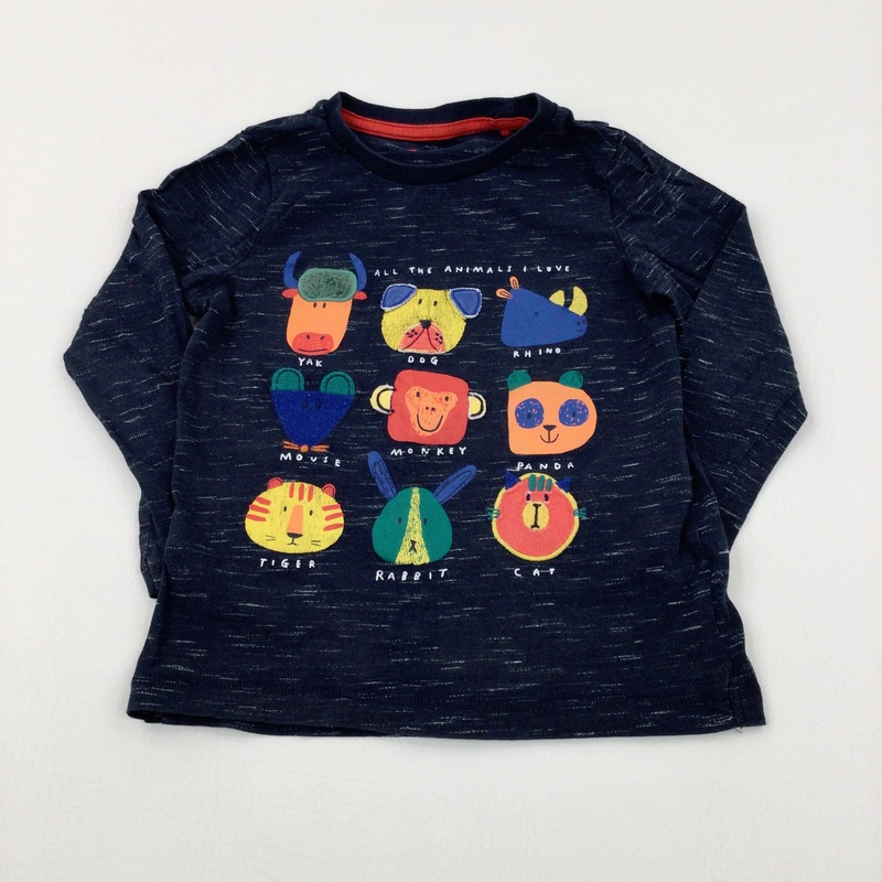 'All Animals I Love' Embroidered Navy Long Sleeve Top - Boys 18-24 Months