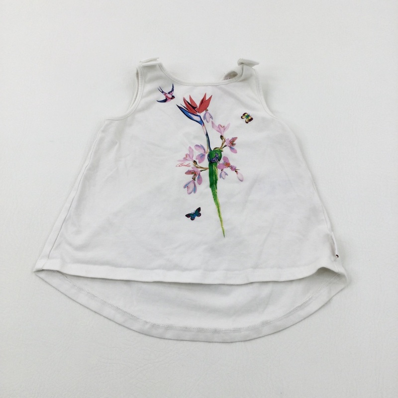 'Baker' Birds & Butterflies White Vest Top - Girls 2-3 Years