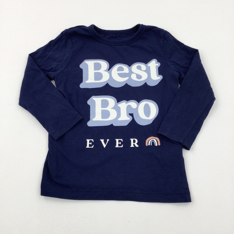 'Best Bro Ever' Rainbow Navy Long Sleeve Top - Boys 18-24 Months