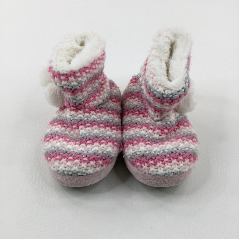 Colourful Knitted Fluffy Lined Slippers - Shoe Size 12-13