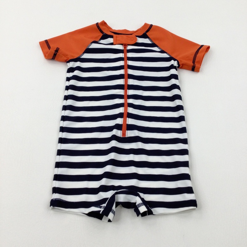 Navy Striped Beach Suit - Boys 12-18 Months