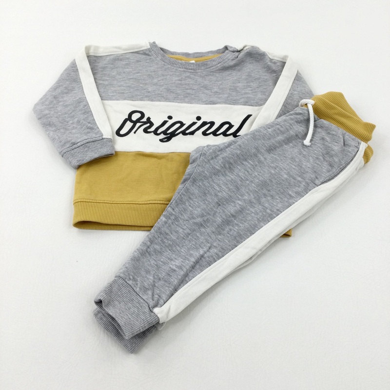 'Original' Grey & Yellow Sweatshirt & Joggers Set - Boys 18-24 Months