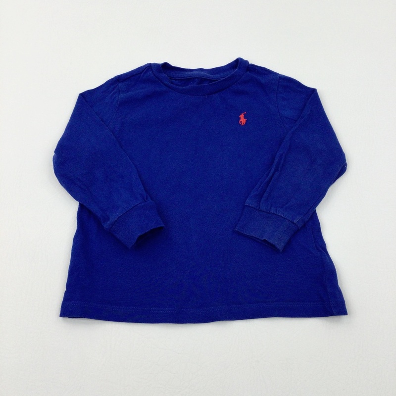 Ralph Lauren Logo Navy Long Sleeve Top - Boys 12-18 Months