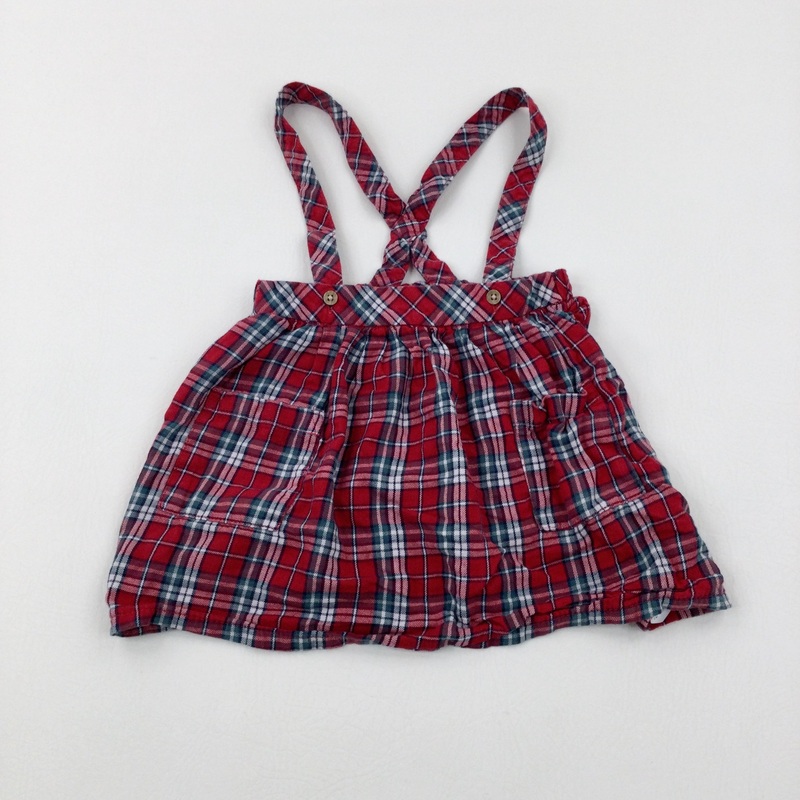 Red Tartan Skirt With Braces - Girls 18-24 Months