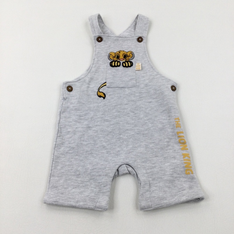 'The Lion King' Simba Light Grey Short Dungarees - Boys 12-18 Months