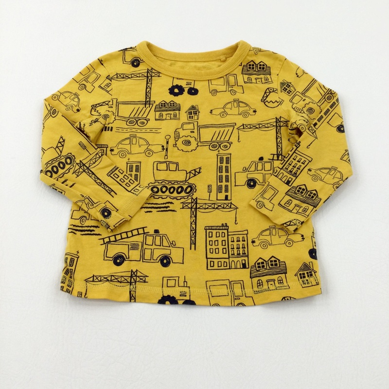 Vehicles Yellow Long Sleeve Top - Boys 18-24 Months