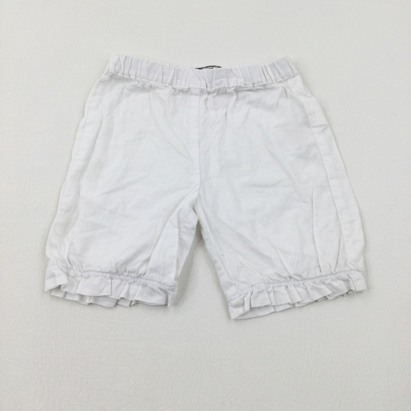 White Lightweight Shorts - Girls 12-18 Months