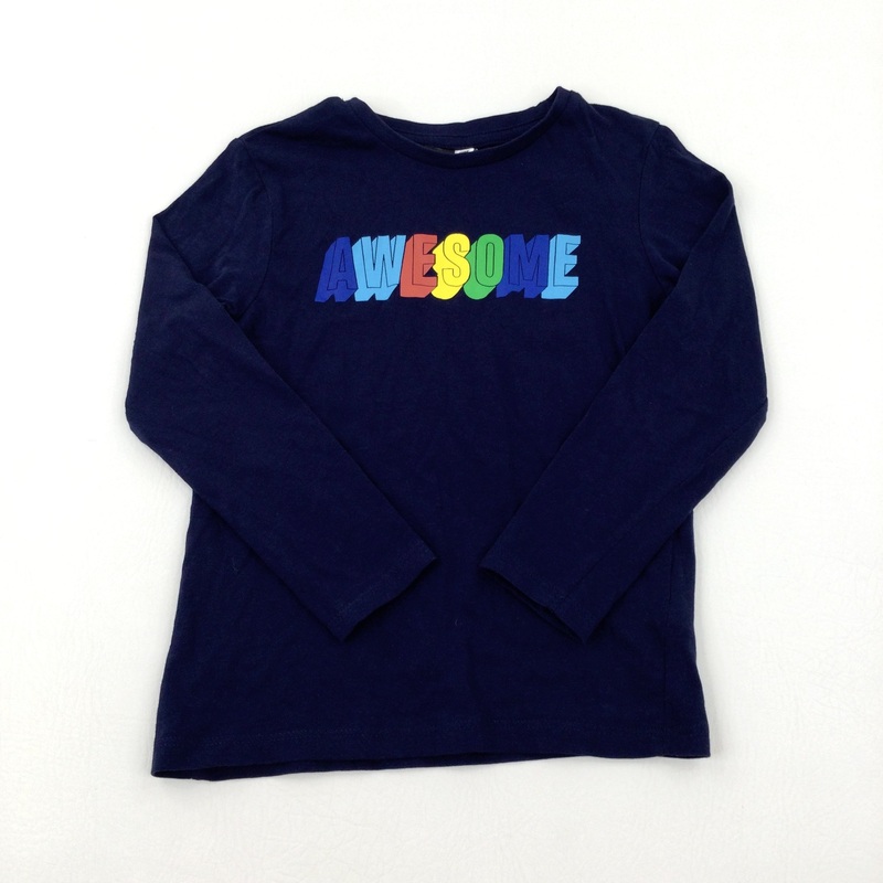 'Awesome' Navy Long Sleeve Top - Boys 4-5 Years