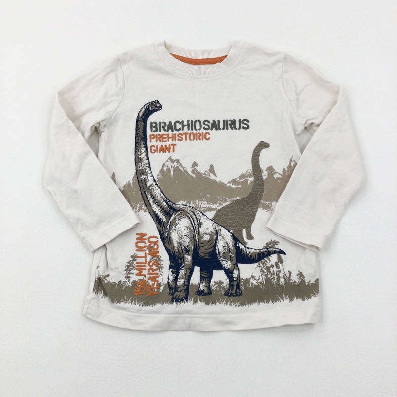 'Brachiosaurus' Dinosaurs Cream Long Sleeve Top - Boys 3-4 Years