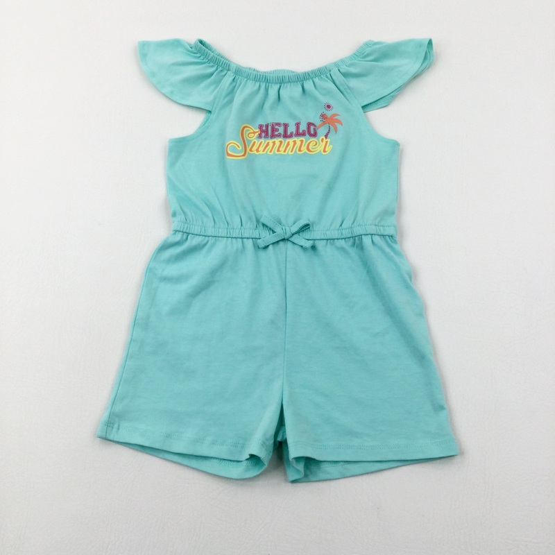 'Hello Summer' Palm Tree Green Playsuit - Girls 3-4 Years
