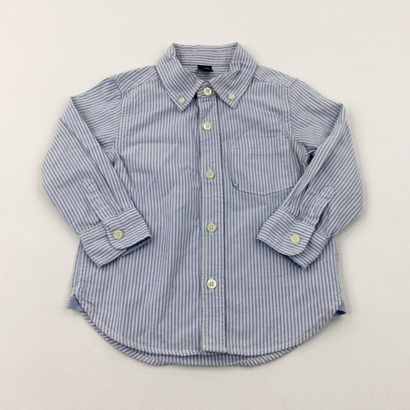 Light Blue Striped Long Sleeve Shirt - Boys 18-24 Months