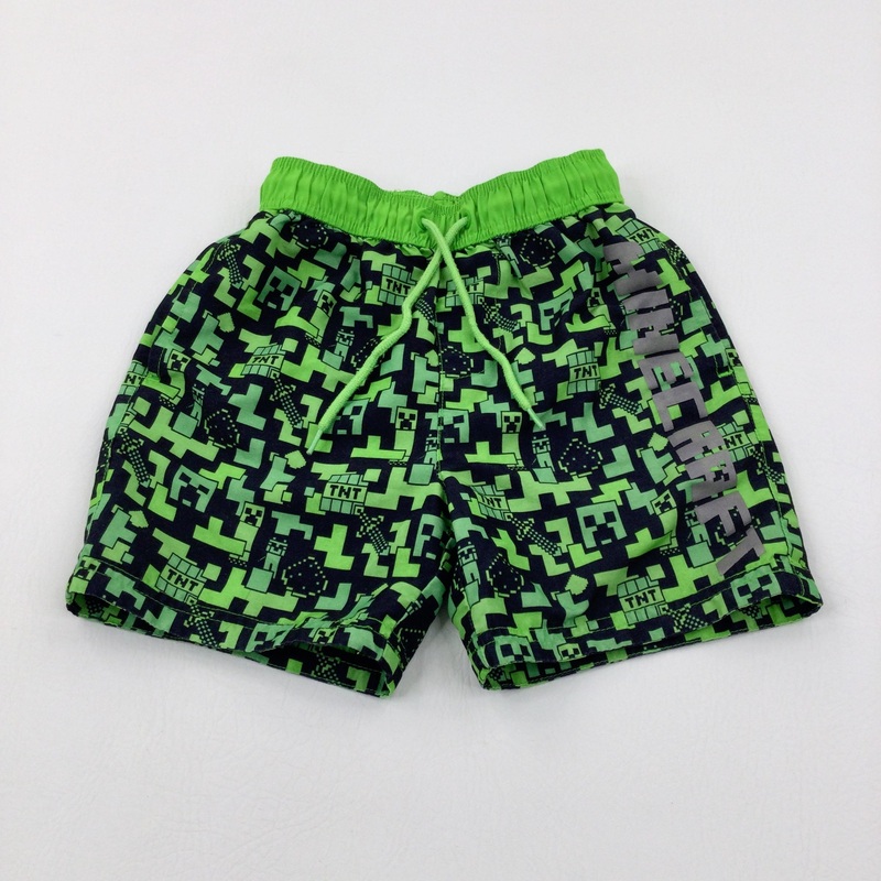 'Minecraft' Black & Green Swim Shorts - Boys 3-4 Years