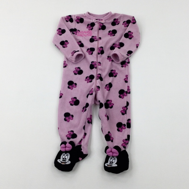 'Minnie Mouse' Pink Fleece Babygrow - Girls 18-24 Months