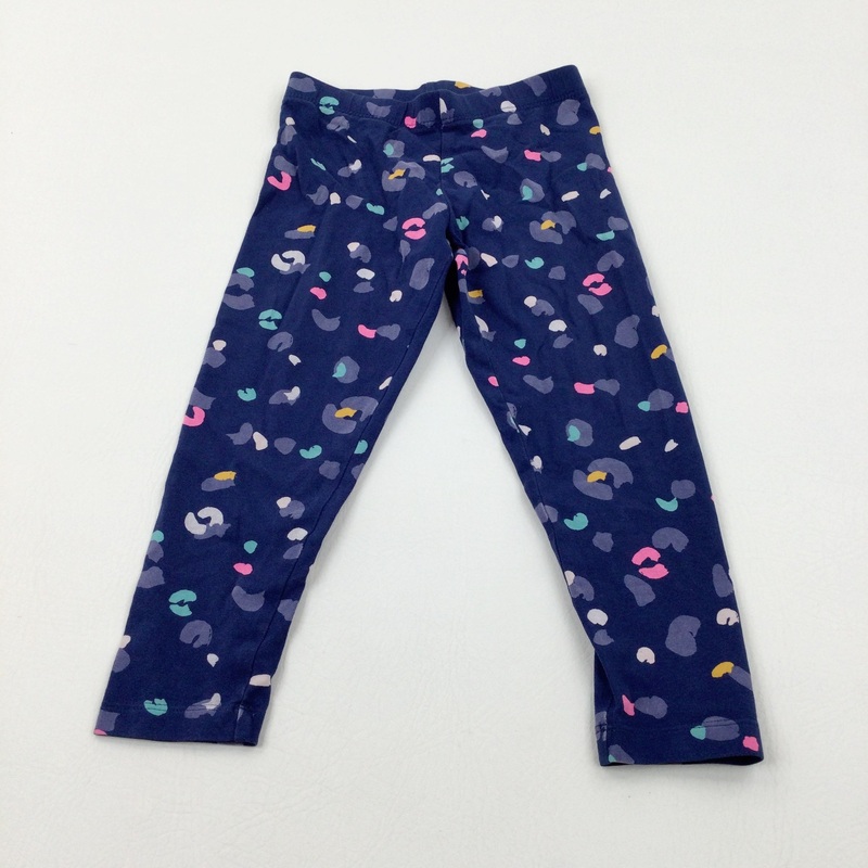 Patterned Colourful Navy Leggings - Girls 2-3 Years