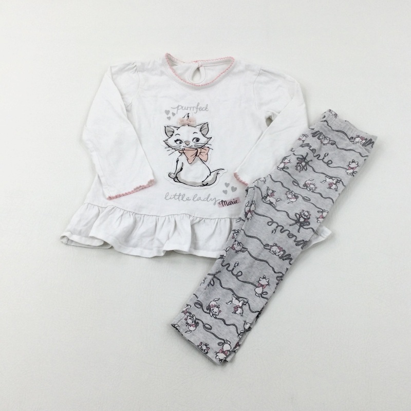 'Purrrfect' The Aristocats White & Grey Long Sleeve Top & Leggings Set - Girls 18-24 Months