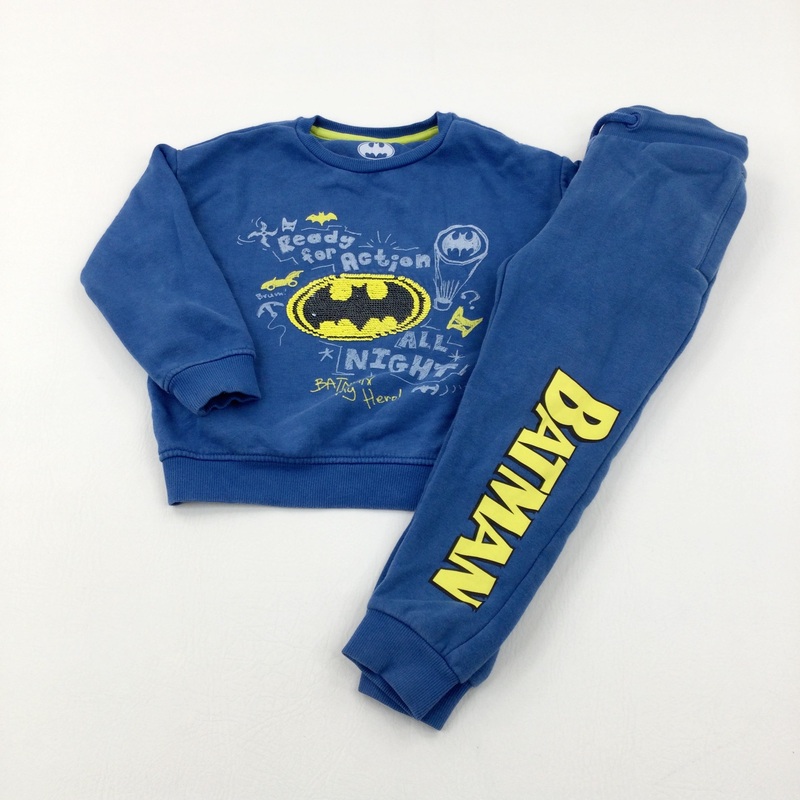 'Ready For Action' Batman Sequin Flip Blue Sweatshirt & Joggers Set - Boys 3-4 Years