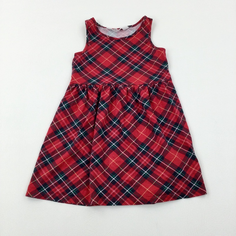 Red Tartan Jersey Dress - Girls 3-4 Years