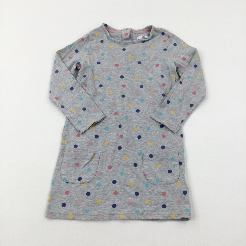 Spotty Grey Jersey Dress - Girls 4-5 Years