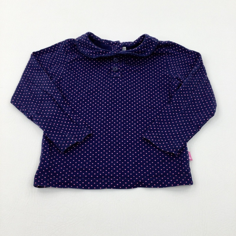 Spotty Navy Long Sleeve Top - Girls 2-3 Years