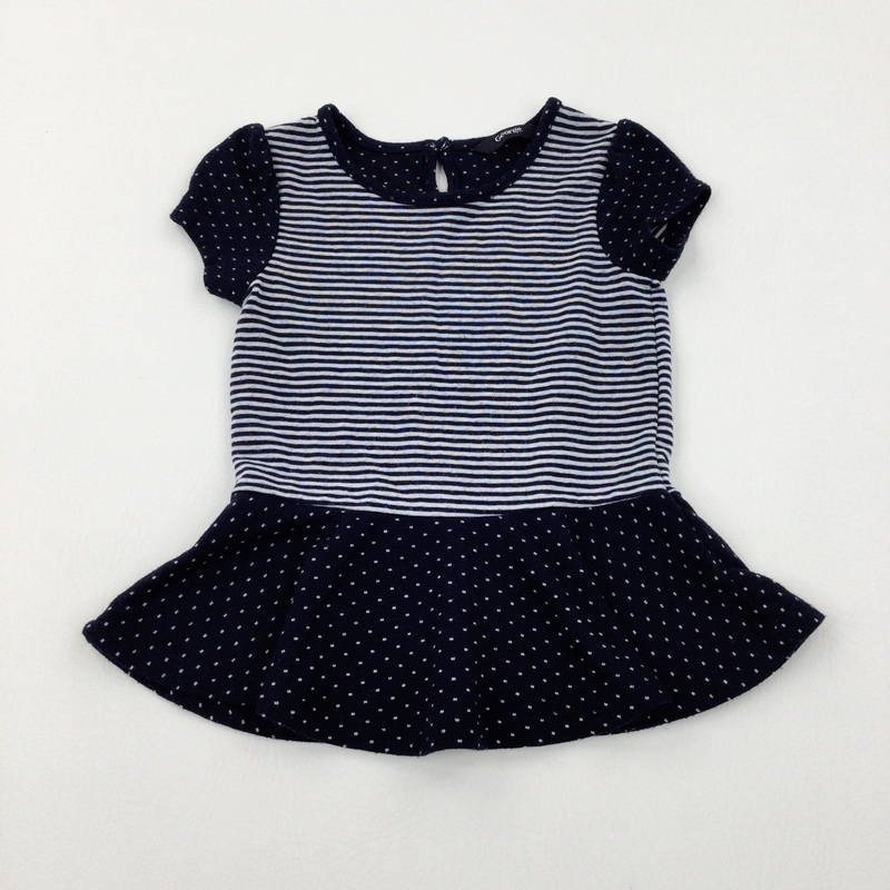 Spotty Navy Striped Tunic Top - Girls 2-3 Years