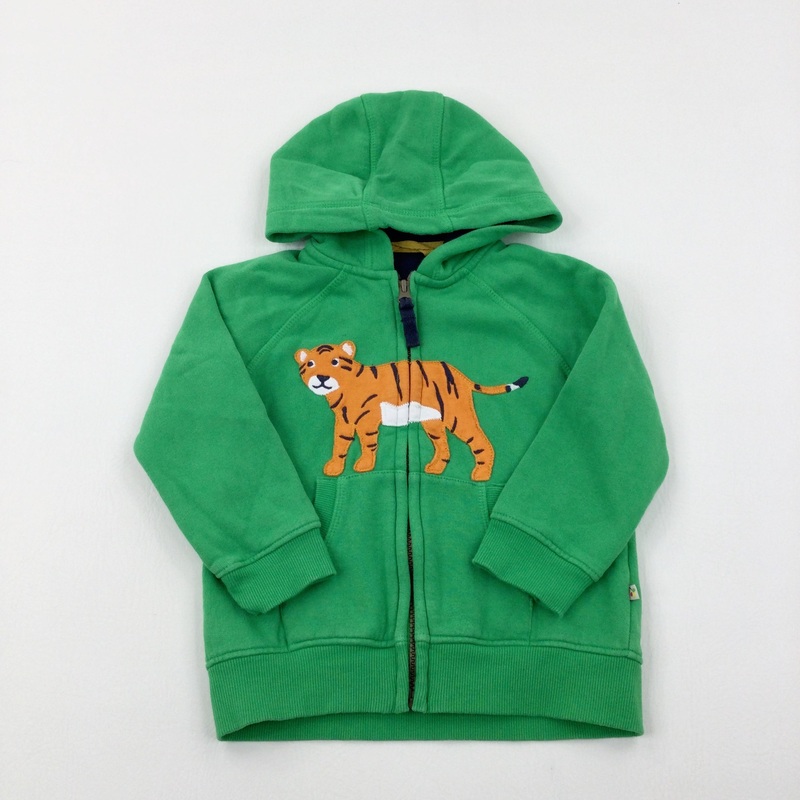 Tiger Appliqued Green Zip Through Hoodie - Boys 2-3 Years