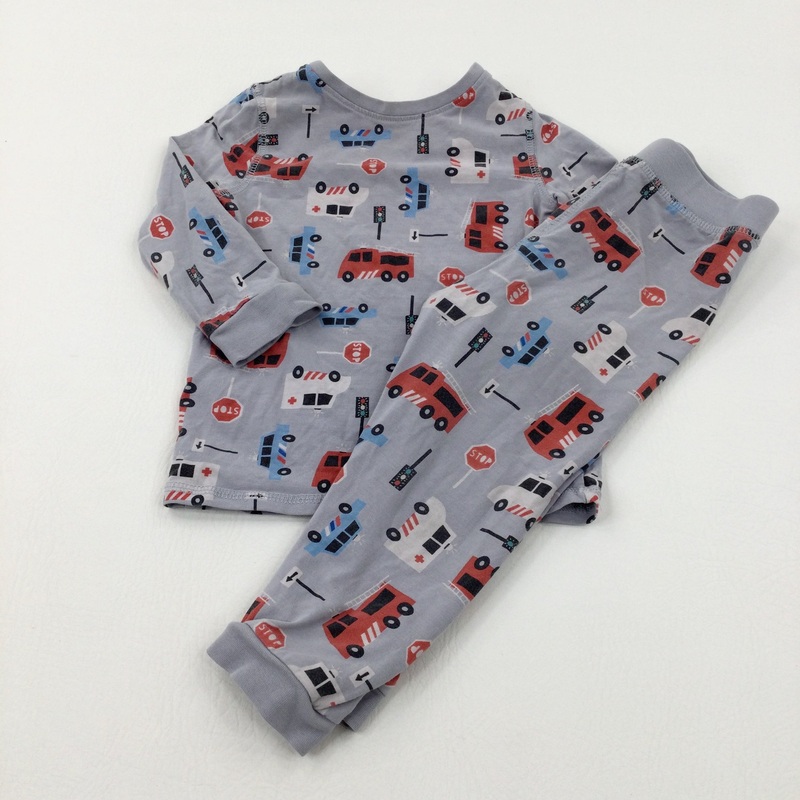 Vehicles Light Grey Pyjamas - Boys 2-3 Years