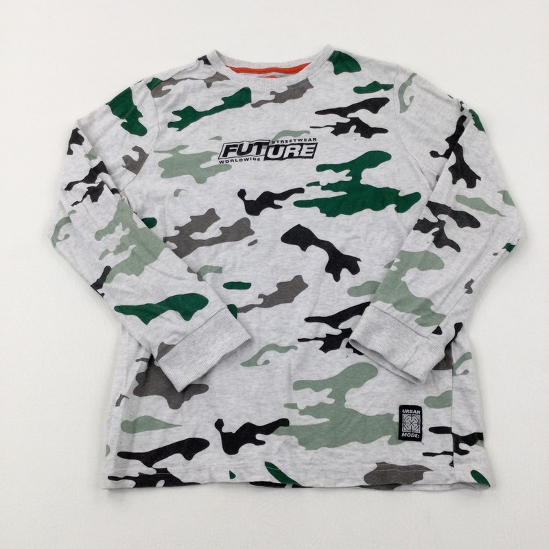 'Future' Camouflage Grey Long Sleeve Top - Boys 9-10 Years