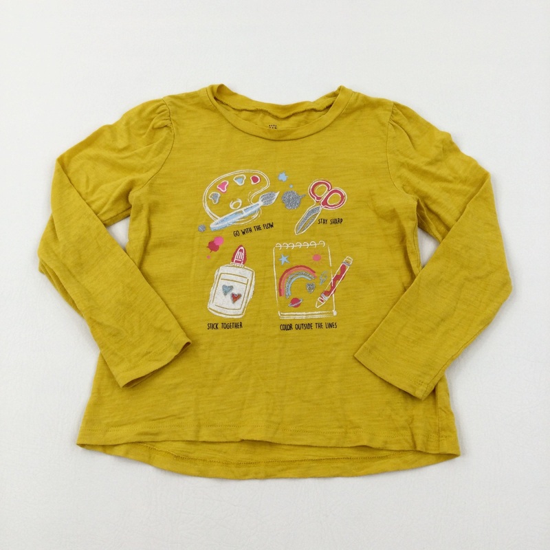 'Go With The Flow' Crafts Glittery Yellow Long Sleeve Top - Girls 4-5 Years