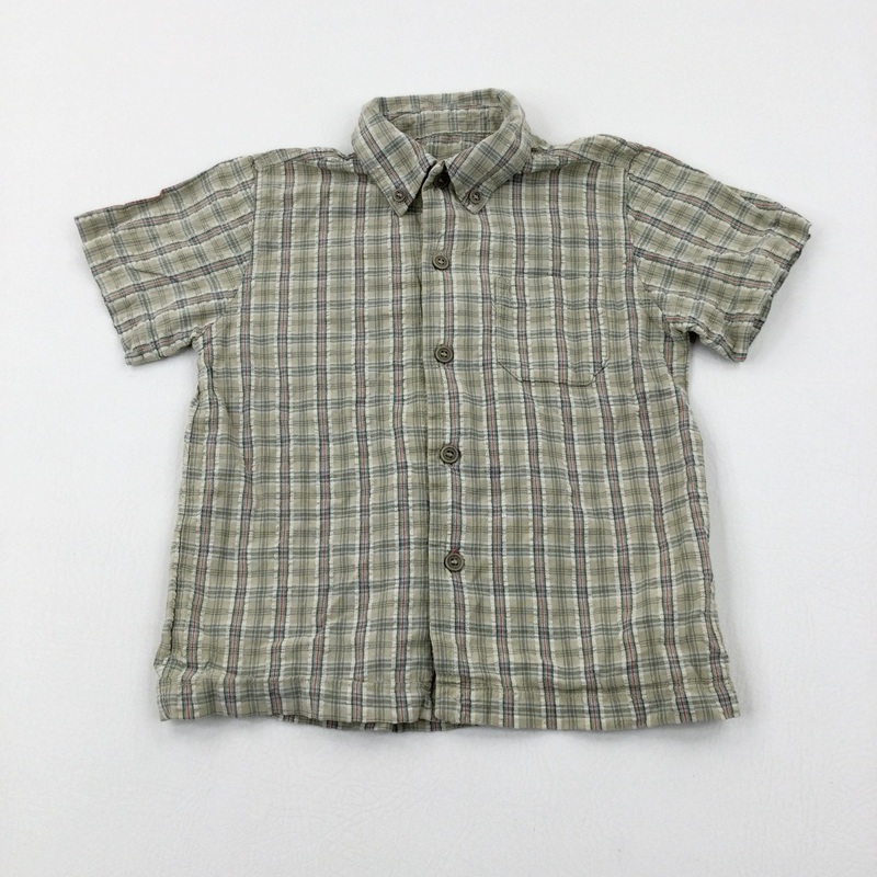 Green Checked Short Sleeve Shirt - Boys 12-18 Months