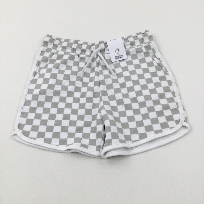 **NEW** Grey & White Checked Shorts - Girls 6-7 Years
