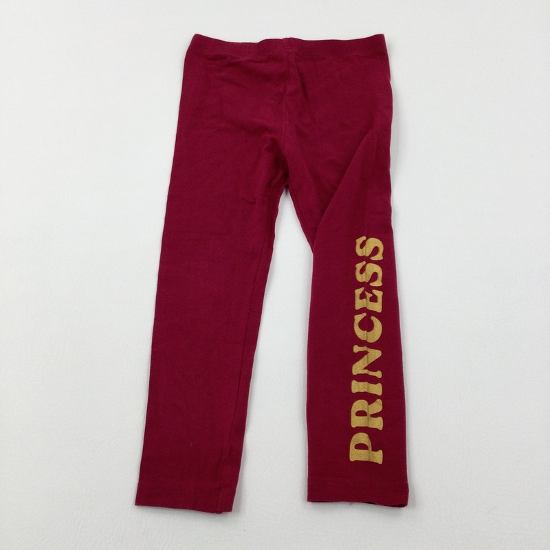 'Princess' Burgundy Leggings - Girls 5-6 Years