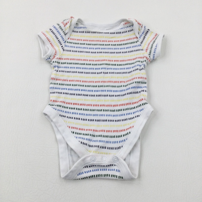 'Roar' Colourful White Short Sleeve Bodysuit - Boys 3-6 Months