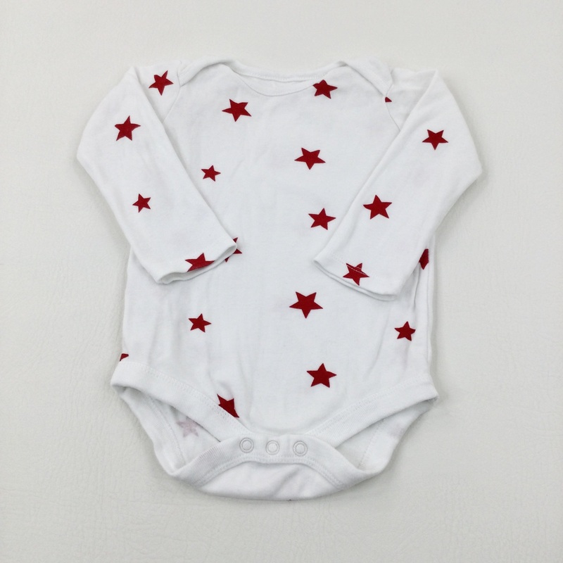 Stars Red & White Bodysuit - Boys 6-9 Months
