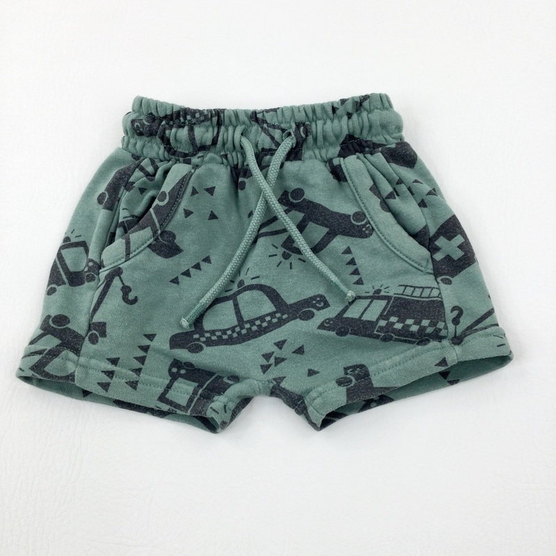 Vehicles Green Shorts - Boys 18-24 Months