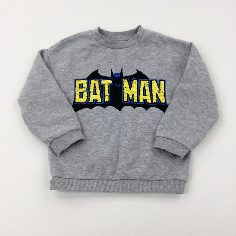 'Batman' Sequin Flip Grey Sweatshirt - Boys 4-5 Years