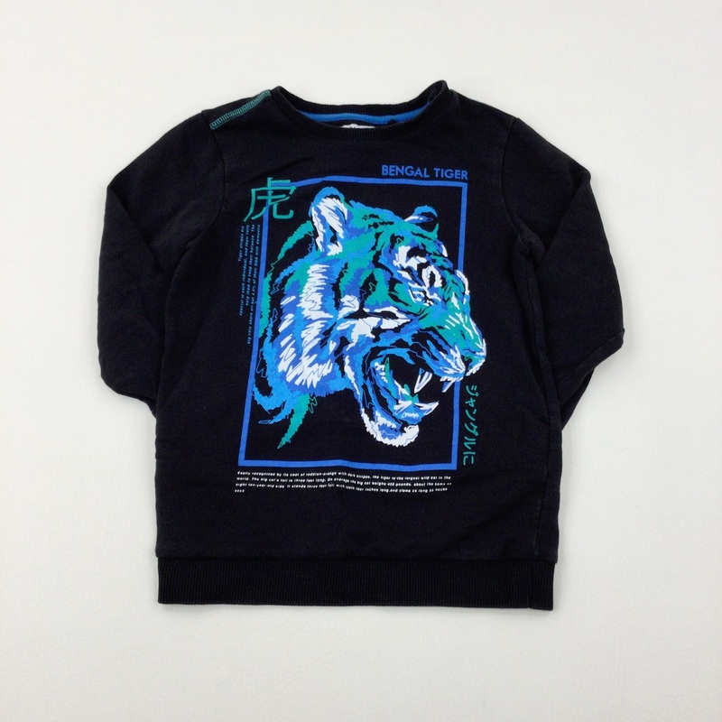 'Bengal Tiger' Colourful Black Sweatshirt - Boys 6-7 Years